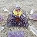 ORGONE Pyramid Amethyst The Flower Life Symbol,ORGONITE Energy Generator Crystal Quartz Point & Exquisite Gemstones & Reiki Energy