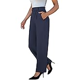 keriffe Womens Stretchy Dress Pants 2 Pockets High Waist Pull On Office Slacks Casual Business Work Wide Leg Pants Trousers