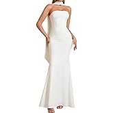 Auraxe 2026 Women's Bodycon Formal Maxi Dresses Elegant Tube Summer Wedding Guest Cocktail Party Dress with Scarf