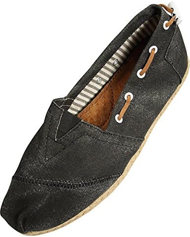 FarasionLadies Canvas Slip-On Loafer, Black 33675-5.5B(M) US