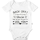 Avuzcemk Back Off I Have a Crazy Uncle and I’m Not Afraid To Use Him Bodysuits, Funny Baby Clothes Cotton Outfits 0-24 Months