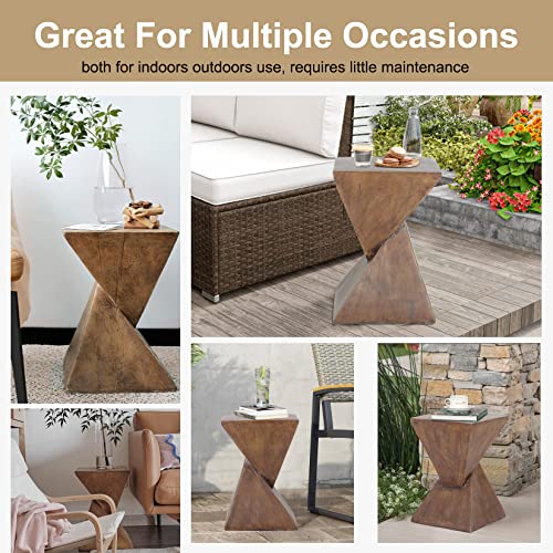 medla Lightweight Concrete Side Table: Modern End Table with Wood-Like Finish Small Coffee Table Stylish Bedside Table for Living Room Bedroom Balcony 30.5×30.5×46cm