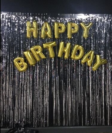 Foil Fringe Short-3FTx8FT-Black Metallic Foil Fringe Curtains for Party,Prom,Birthday,Event Photo Backdrop Decorations