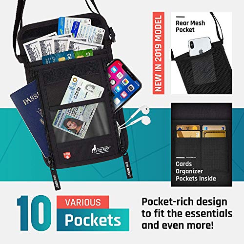 Neck Wallet [2019 NEW MODEL] - Hidden RFID Pouch Passport Holder for Women and Men – Alpha Keeper Travel Neck Pouch - Includes 2 BONUS Luggage Tags - Thumbnail 5