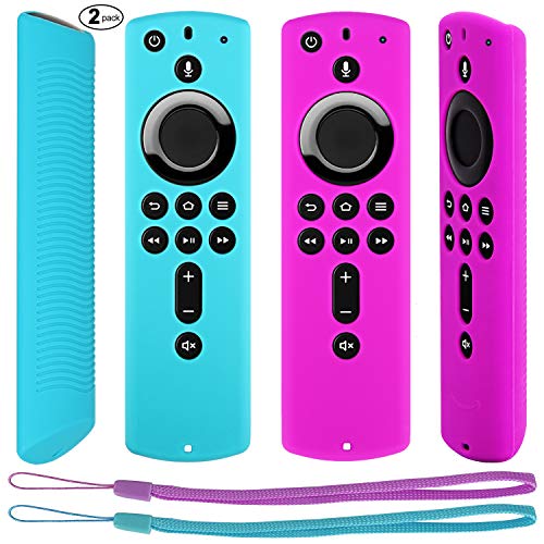 Pinowu Remote Case for Fire TV Stick 4K Compatible with All-New 2nd Gen Alexa Voice Remote Control Cover (2 Pack: Turquoise and Purple)