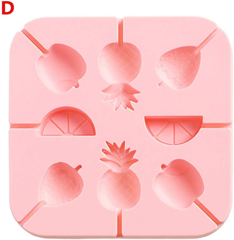 OCCOKO Baking Mold Lollipop Mold Silicone Fondant Mould Chocolate Mold Emoji Lion Pig Shell Sugar Craft Cake Mold Baking(Fruit Department Pink, 13.613.61.5cm)