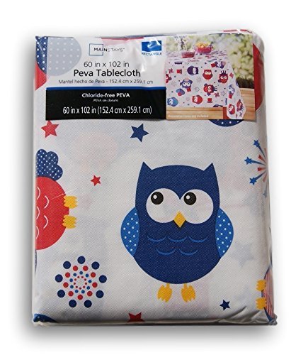 Summer Patriotic Red White and Blue Owls Rectangular Vinyl Tablecloth (60 x 102 in) Summer Patriotic Red White and Blue Owls Rectangular Vinyl Tablecloth (60 x 102 in)