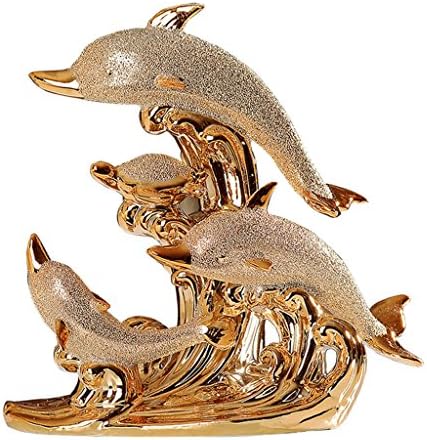 ceramics Gold-plated Scrub dolphin Home Decoration Wine cabinet decorations indoor living room coffee table TV cabinet office desk Wedding Gifts