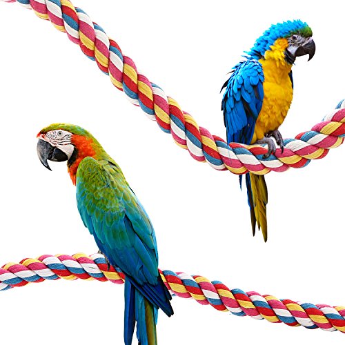 Jusney Bird Rope Perches,Parrot Toys 21 inches Rope Bungee Bird Toy (21 inches)