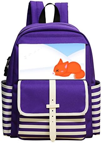 Cute Fox Unisex Kindergarten Purple Packback School Shoulder Backpack for Girls Boys
