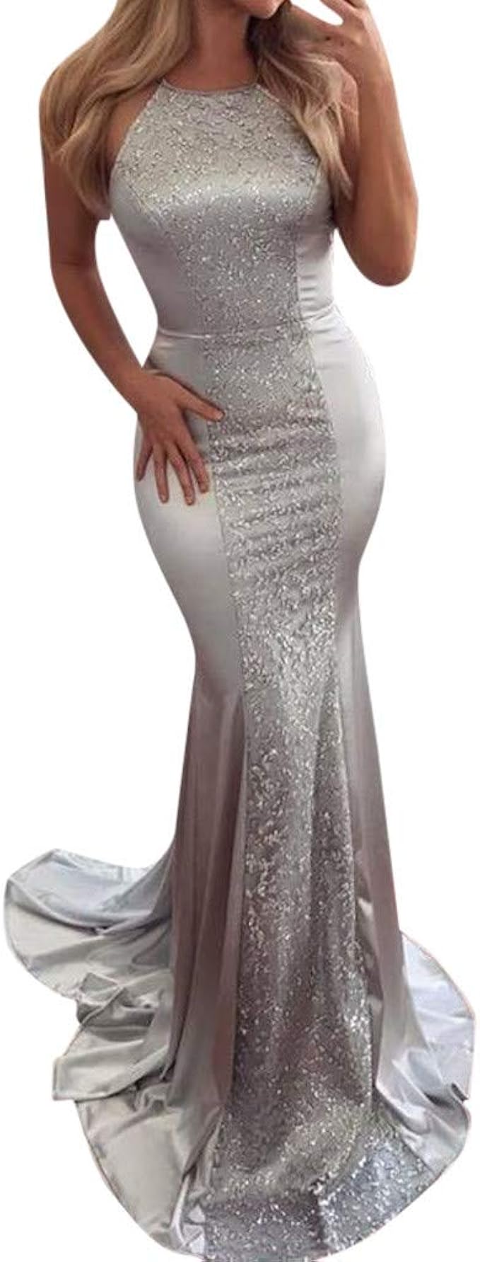 Robe de soir?�e longue en forme de sir?�ne avec perles pour femme Small Argent?�: Amazon.fr: Bricolage