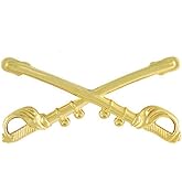 U.S. Army Cavalry Crossed Sabers Hat Lapel Pin, Medium 1-1/2", Gold Tone