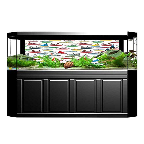 JiahongÂ Pan Aquarium Decorative Bunch of Vessel Speedboat Trawler Motorboat Irregular Water Vehicle Aquarium Background Sticker Wallpaper L23.6 x H15.7