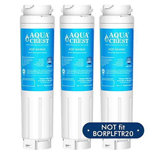 AQUACREST Replacement 644845 Refrigerator Water Filter, Compatible with Bosch Ultra Clarity 644845 9000194412 9000 077104, Miele KWF1000, Haier 0060820860 0060218743 (Pack of 3)