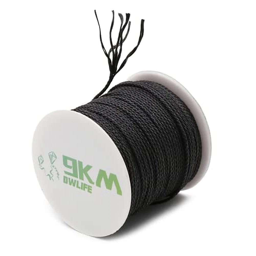 9KM DWLIFE Kevlar Braided Fishing Lines,Multipurpose Kevlar Fishing Braided Cord 50lb-1000lb Utility Rope Kite Line/Camping Cordage/Fishing Tackle Assist/Model Rocket Heat and Cut Resistant Black