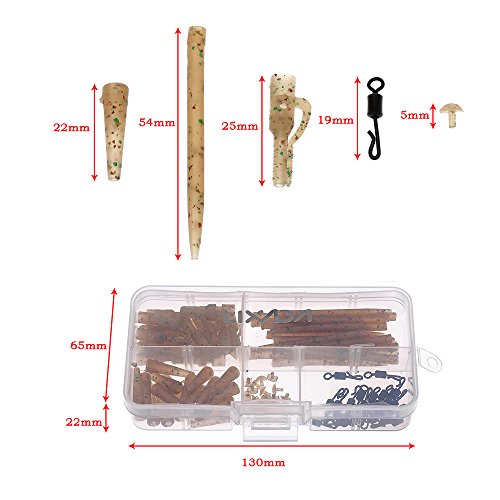 Lixada 100pcs Terminal Karpfen Fischen Tackle Sicherheits-Blei-Clips mit Pins Tail Gummi-Rohre Anti Tangle Ärmel Quick Change – Bild 5