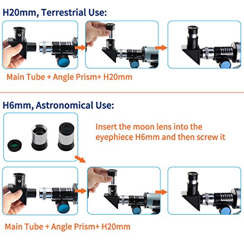 Oumoda Telescope, Travel Scope, 90 X Refractor Telescope, Astronomy Telescope Tabletop Nature Exploration Gifts Toys for Kids, Adults Sky Star Gazing, Birds Watching - Thumbnail 4