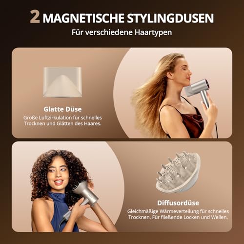 CrazyMar Hair Dryer with Diffuser, 180,000 rpm High Speed Ion Hair Dryer, 5X Faster Blow Dryer, 500 Million Negative Ion Hair Dryer, 58 dB Low Noise, Hair Dryer with 4 Temperature Settings