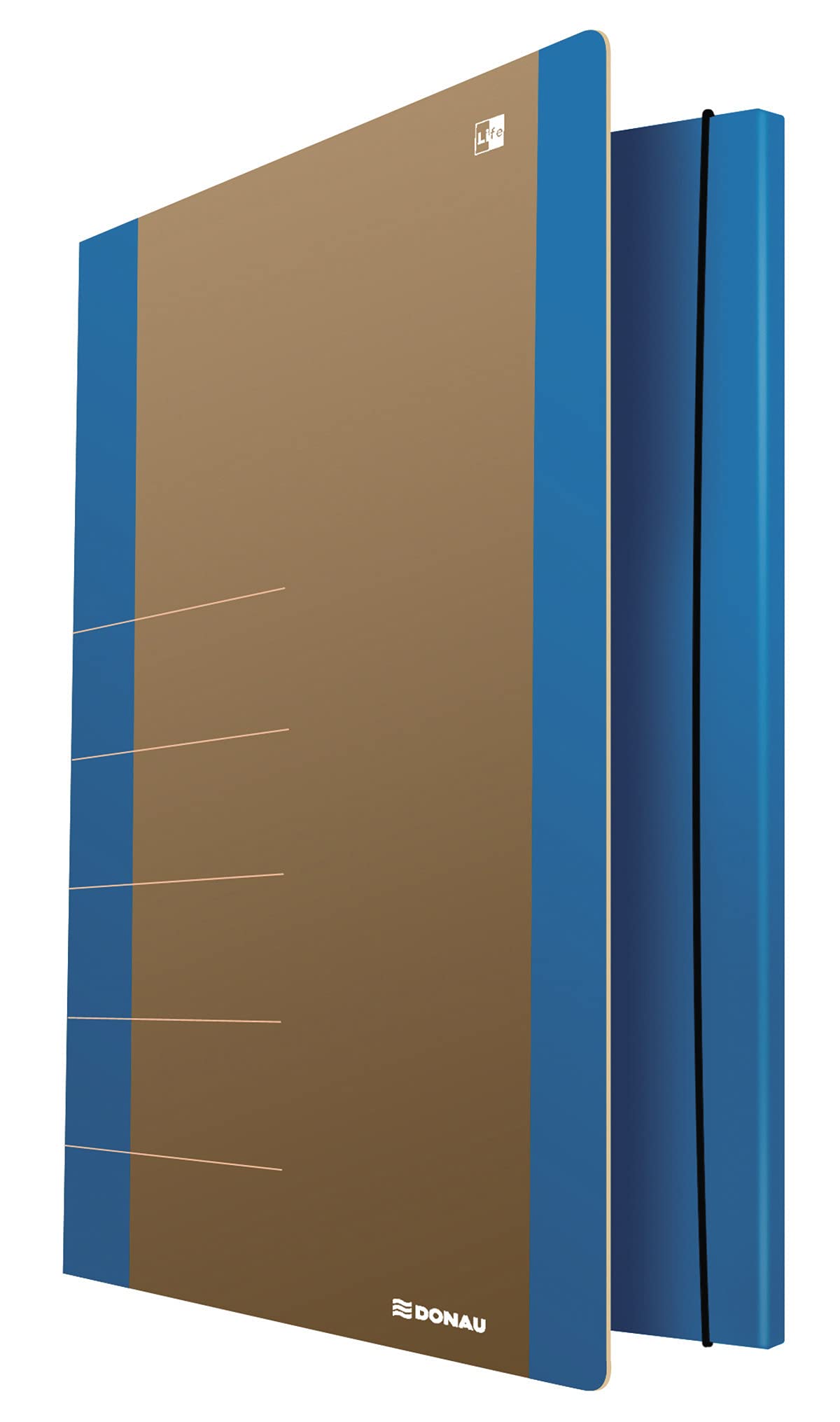 Cardboard Folder with Elastic Band DONAU Life 500gsm A4 Blue/Document Archiving/Type-3-flap/Kind-with Eraser/Material-Cardboard/Colour-Blue/Format-A4 / Weight (g/m2)-500