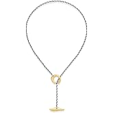 FILMOON Two Tone Necklace for Women Silver and Gold Minimalist Statement Necklace Unique Pendant 20in Chain Dainty Two-tone Jewelry Gift for Her