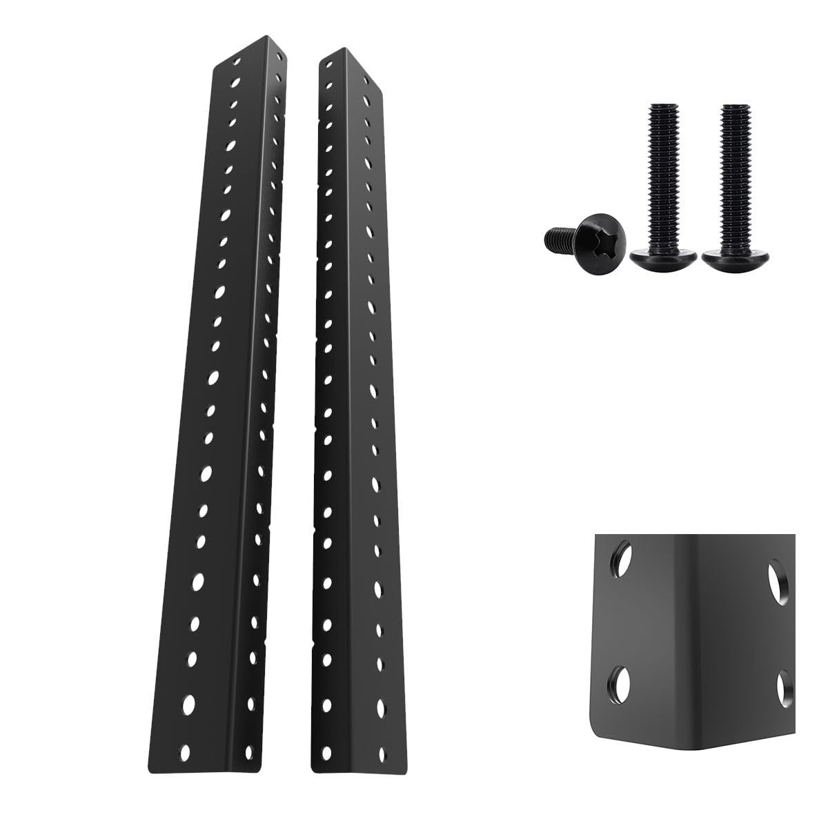Jingchengmei 8U Rack Rail Kit with Hardware - 2 Pieces (8U, Black) — image 1