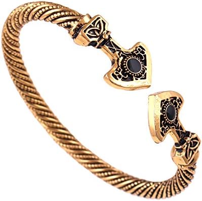 Thor's Hammer Nordic Mjolnir Bracelet Thunder Torque Norse Viking Bangle Heathen Pagan Wristband