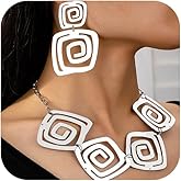 DEVINOTE Gold Geometric Necklace Earrings Set for Women African Statement Chunky Choker Necklaces Earring Vintage Punk Statment Jewelry Set