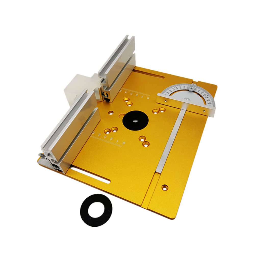 VISLONE Set of 3 Router Table Insert Plate Aluminum Alloy Wood Milling Flip Board Trimming Machine Engraving Auxiliary Tool with Miter Gauge Table Saw Woodworking Benches