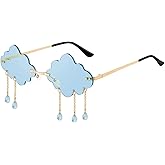 FEISEDY Retro Dripping Cloud Shaped Tassel Sunglasses Rimless Women Funny Party Disco Eyewear B2834