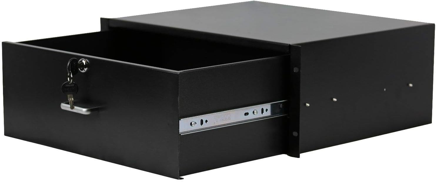 RAISING ELECTRONICS19inch 4U Rack Mount DJ Rack Case Equipment Deep Drawer 4 Space Locking Lockable