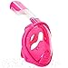 SeeWorld 180° Panoramic Full Face Snorkel Mask -Larger Viewing Area Free Breath Technology with Anti-fog and Anti-leak Snorkeling Design(Kids Pink, XS For 5-10 years kids)