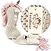 Tacobear Crochet Cartoon Unicorn Winter Hat with Scarf Pocket Hooded Knitting Beanie for Girls, Beige, One Size