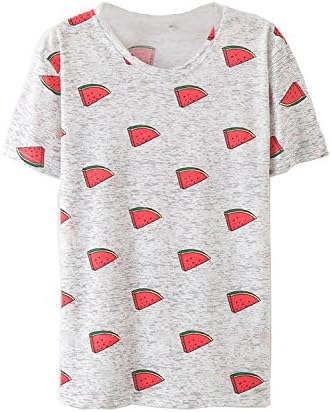 Amy Babe Women Tropical Graphic Fruits Printed Heathered Loose Tee T Shirt Tops