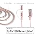 Apple MFi Certified Turtle Brand 2 in 1 Dual Connector braided Lightning to Micro USB Charge and Sync Data Cable for iPhone 7 6s 6 Plus,SE 5s 5c 5, iPad and Samsung Galaxy Tab (1.5 M/4.9 ft)-Rose Gold