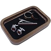 DSHOM Walnut Solid Wood Square Jewelry Display Valet Tray Dish for Elegant Presentation of Your Finest Pieces, Perfect for Personal Use Men Gift