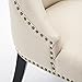 LSSBOUGHT Set of 2 Fabric Dining Chairs Leisure Padded Chairs with Black Solid Wooden Legs,Beige