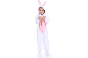 FUNIVALS Unisex Animal Costume Kids，Plush Hooded Animals Pajamas Child，Halloween Carnival Animal Kid Jumpsuit Boys & Girls