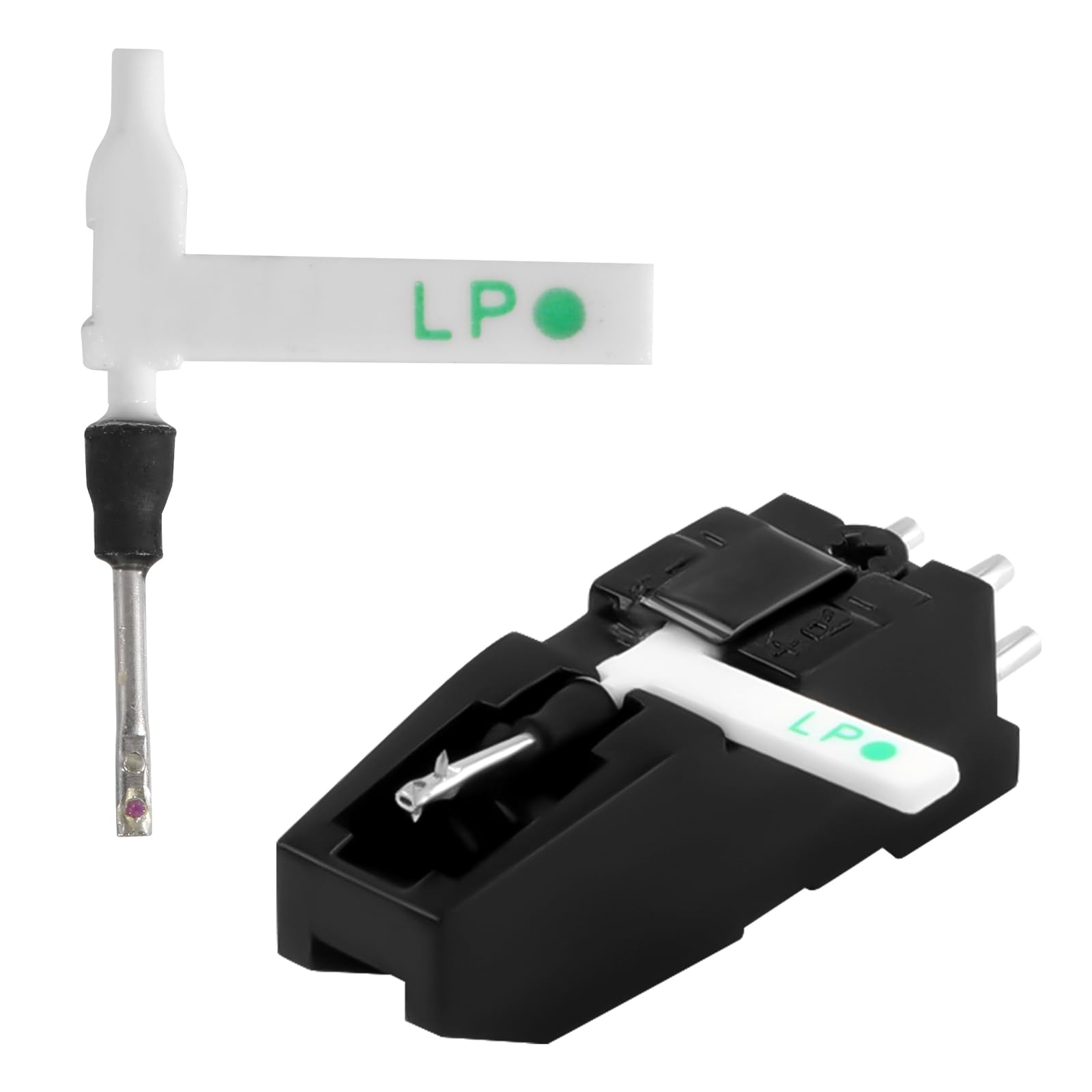 1pcs Needle Stylus & 1pcs Double Needle Cartridge, Double-sided Record Player Needle Replacement Record Player Stylus Turntable Stylus for BSR ST-16 ST-17