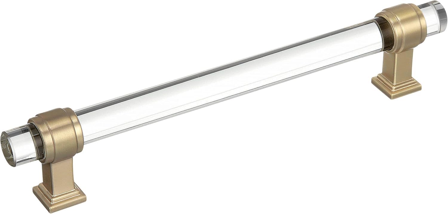 Amerock | Cabinet Pull | Clear/Golden Champagne | 6-5/16 inch (160 mm) Center to Center | Glacio | 1 Pack | Drawer Pull | Drawer Handle | Cabinet Hardware