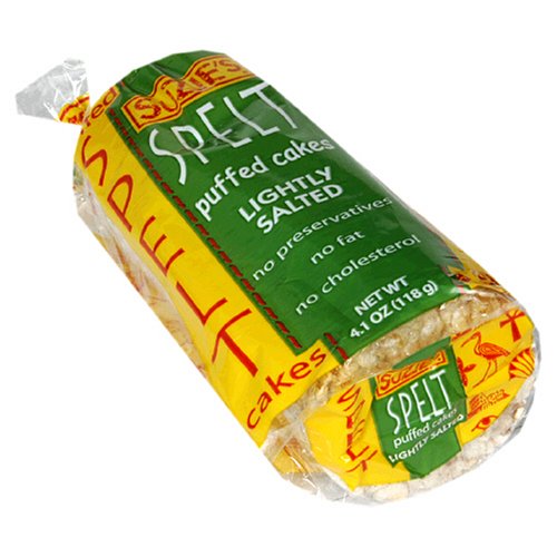 Suzie's Whole Ancient Grain Spelt Puffed Cakes All Natural Lightly Salted, 4.1-Ounce Bags (Pack of 12)