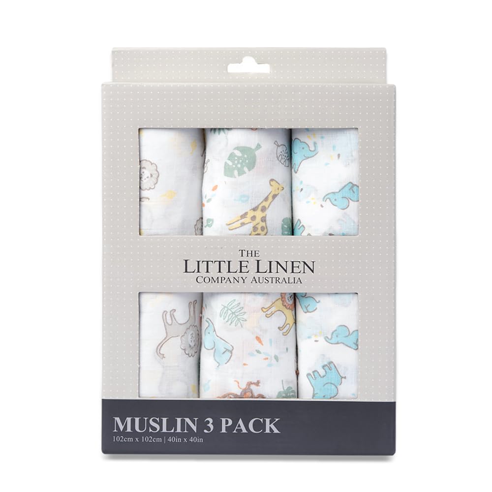 The Little Linen Company Muslin Baby Wrap 3Pk - Cheeky Koala
