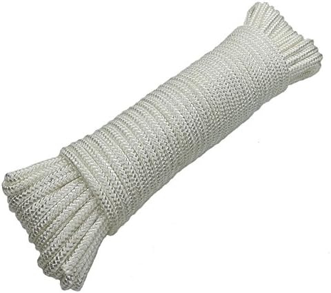 DODUO 3/16" x 50FT Diamond Braided Polyester Rope Mold-Resistant White