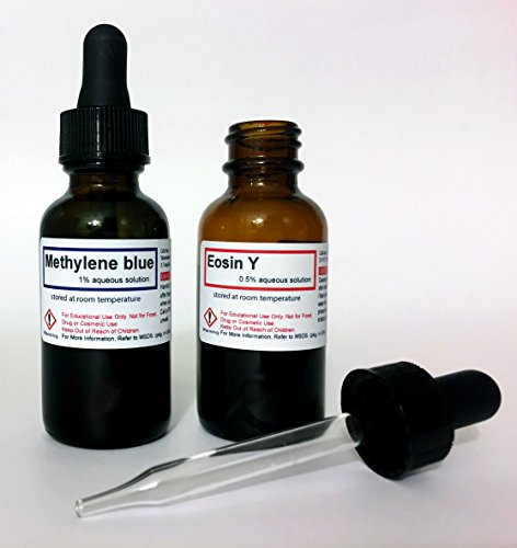 30 ML (1 oz) Methylene Blue and Eosin Y Solutions in Amber Glass Dropper Bottles (for microscopy)