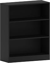 Vida Designs Cambridge 3 Tier Low Bookcase Black Wood Shelving