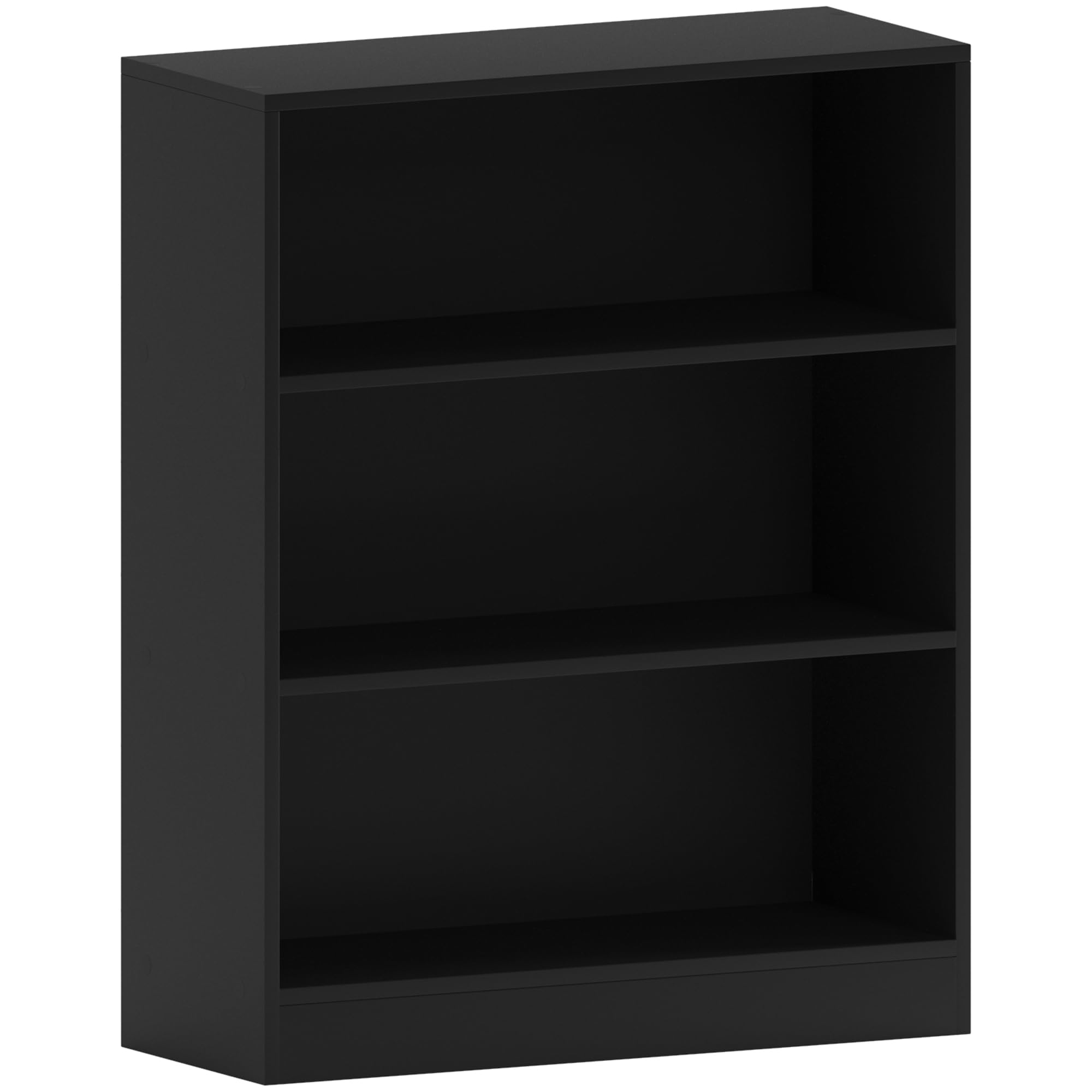 Vida Designs Cambridge 3 Tier Low Bookcase, Black Wooden Shelving Display Storage Unit Office Living Room Furniture