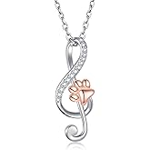 925 Sterling Silver Music Note Necklace Pet Paw Print Musical Theme Jewelry for Women Gifts for Music Lover