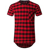 UNRESTRAINED Mens Hipster Hip Hop Basic Longline Crewneck Side Zipper Paid T Shirt