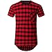 UNRESTRAINED Mens Hipster Hip Hop Basic Longline Crewneck Side Zipper Paid T Shirt