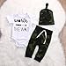 3PCS Newborn Baby Boys Cute Letter Print Romper+Camouflage Pants+Hat Outfits Set (12-18 M, White)