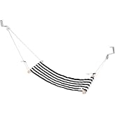 PATIKIL Foot Hammock Under Desk, Adjustable Foot Rest Sling with Hooks Portable Desk Footrest for Airplane Travel Home Office, Black White Style 1